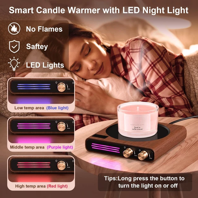 Alt view image 4 of 7 - CEROBEAR Coffee Mug Warmer, 9 Tempreture Settings Coffee Warmer for Desk with Auto Shut Off, Smart Candle Warmer with LED Lights, Beverage Tea Water Milk Warmer for All Cups and Mugs