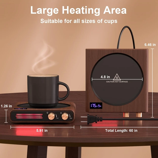 Alt view image 5 of 7 - CEROBEAR Coffee Mug Warmer, 9 Tempreture Settings Coffee Warmer for Desk with Auto Shut Off, Smart Candle Warmer with LED Lights, Beverage Tea Water Milk Warmer for All Cups and Mugs