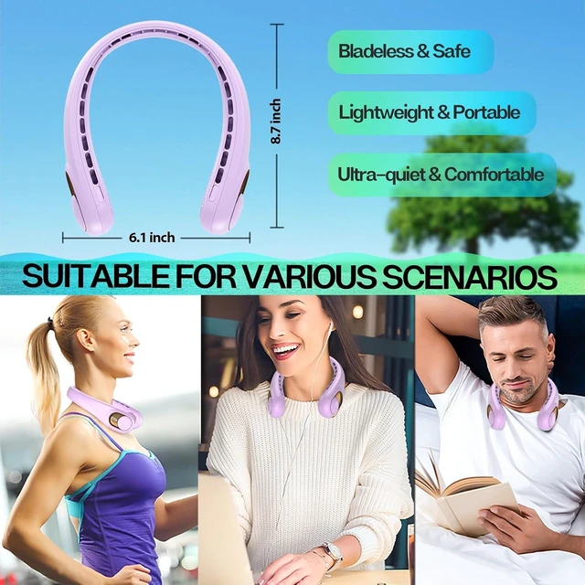 Alt view image 6 of 6 - Neck Fan Portable Rechargeable with LED Display, Personal Travel Fan