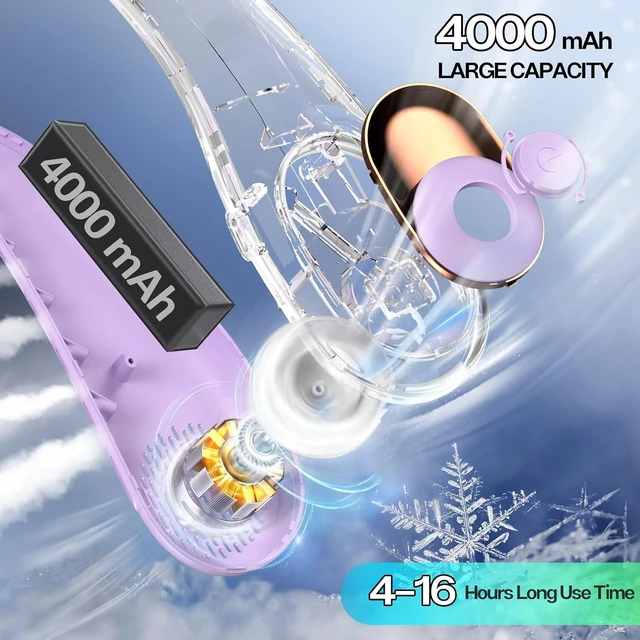 Alt view image 4 of 6 - Neck Fan Portable Rechargeable with LED Display, Personal Travel Fan