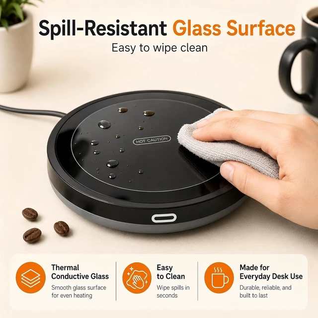 Alt view image 7 of 7 - Smart Coffee Warmer, BESTINNKITS Auto On/Off Gravity-Induction Mug Warmer for Office Desk Use, Candle Wax Cup Warmer Heating Plate (Up to 131F/55C) (Black)