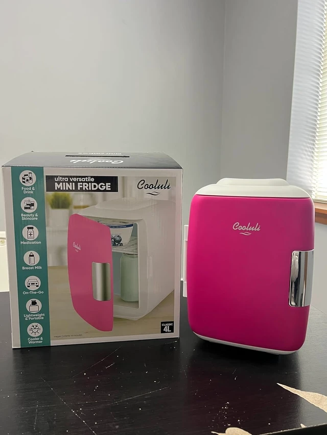 Alt view image 4 of 6 - Cooluli Mini Fridge Electric Cooler and Warmer (4 Liter / 6 Can): AC/DC Portable Thermoelectric System w/Exclusive On the Go USB Power Bank Option (Fuchsia)