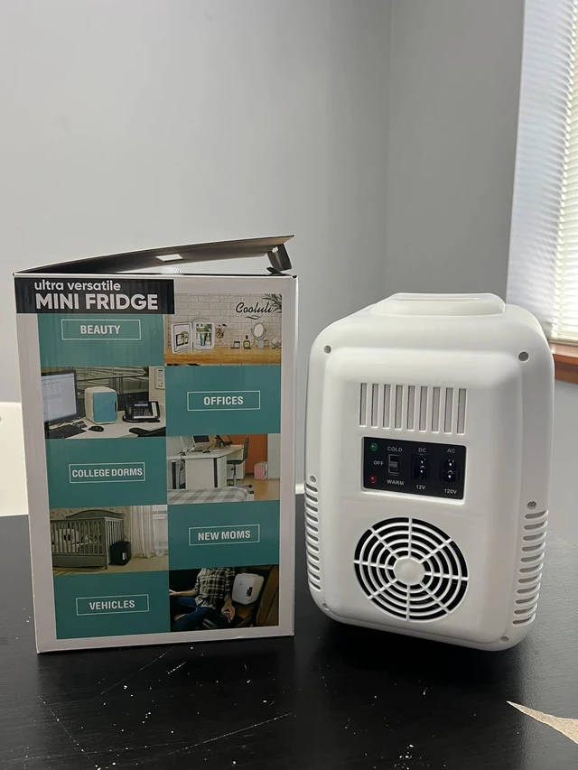 Alt view image 6 of 6 - Cooluli Mini Fridge Electric Cooler and Warmer (4 Liter / 6 Can): AC/DC Portable Thermoelectric System w/Exclusive On the Go USB Power Bank Option (Fuchsia)