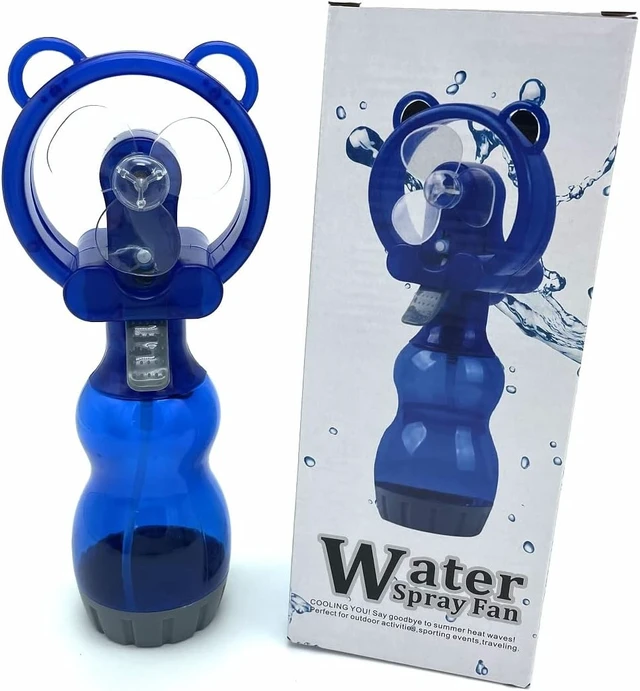 Alt view image 5 of 5 - Water Misting Fan Portable Handheld Spray Fans Battery Operated for Outdoor Cooling- Set of 3 (Blue/Green/Yellow)