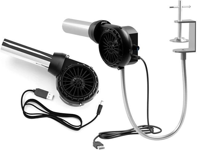 Alt view image 7 of 7 - BBQ Blower for Outdoor Cooking USB Rechargeable Handheld Fan Bellows with Aluminum Tube