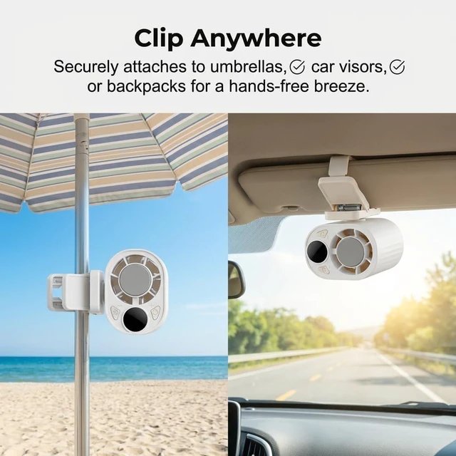 Alt view image 3 of 7 - 2026 Car Clip On Air Conditioner Fan, Portable Clip-On Fan, Mini USB Rechargeable Rotatable Fan, 3-Speed Silent Mini Bladeless Fans (White + Black)