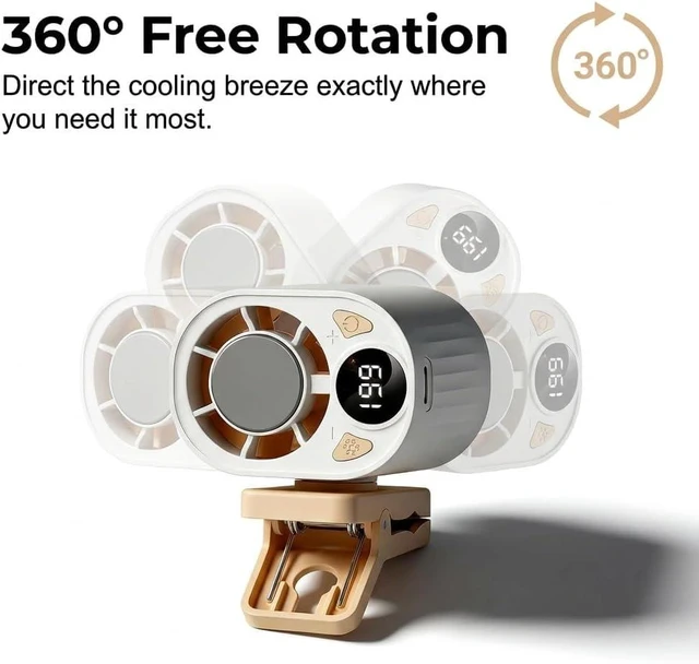 Alt view image 4 of 7 - 2026 Car Clip On Air Conditioner Fan, Portable Clip-On Fan, Mini USB Rechargeable Rotatable Fan, 3-Speed Silent Mini Bladeless Fans (White + Black)