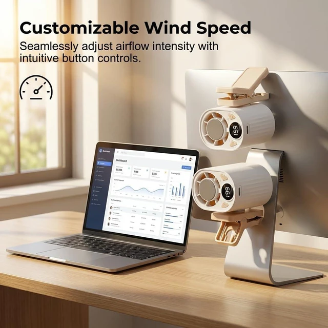 Alt view image 6 of 7 - 2026 Car Clip On Air Conditioner Fan, Portable Clip-On Fan, Mini USB Rechargeable Rotatable Fan, 3-Speed Silent Mini Bladeless Fans (White + Black)