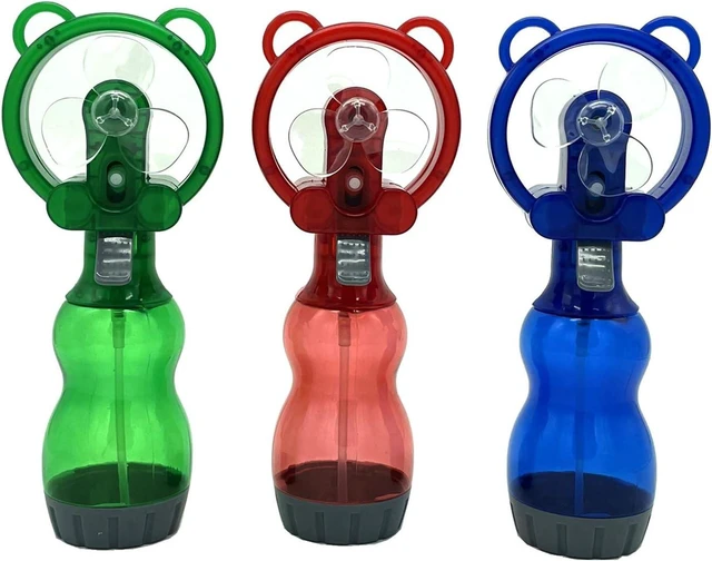 Alt view image 2 of 5 - Water Misting Fan Portable Handheld Spray Fans Battery Operated for Outdoor Cooling- Set of 3 (Blue/Green/Red)