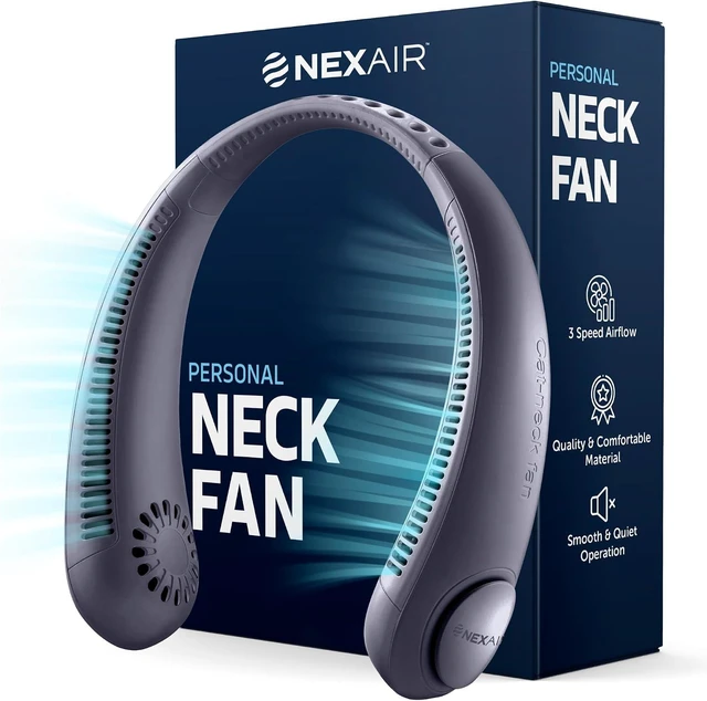 Main image of NEXAIR Portable Neck Fan - 3 Speed Rechargeable Bladeless Neck Fan, Adjustable Personal Blue Neck Fan For Women & Men Modern Design, Great Cooling Fan For Travel, Outdoors & Sports