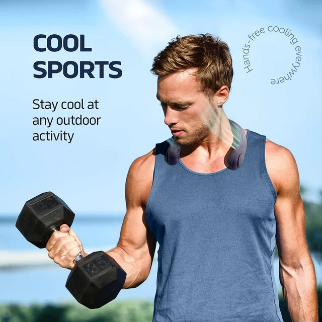 Alt view image 5 of 7 - NEXAIR Portable Neck Fan - 3 Speed Rechargeable Bladeless Neck Fan, Adjustable Personal Blue Neck Fan For Women & Men Modern Design, Great Cooling Fan For Travel, Outdoors & Sports