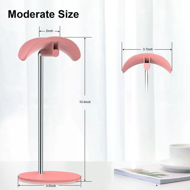 Alt view image 6 of 7 - Headphone Stand, Headset Holder with Solid Base for Desk, Compatible with AirPods Max, Beats, Bose, B&O, Sony, Sennheiser, Gaming, etc (Pink)