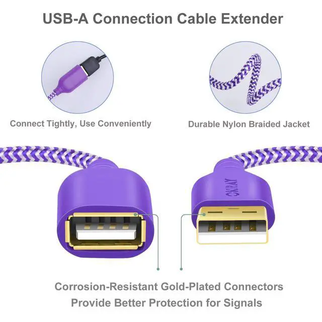 Alt view image 2 of 7 - USB Extender Cord, Type A Male to A Female USB 2.0 Extension Cable
