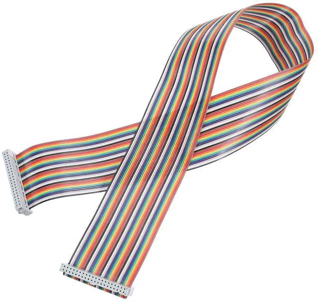 Main image of IDC Rainbow Wire Flat Ribbon Cable 2.54mm Pitch 40 Pin Connection Line FC Dual Female Gray Connector for DIY Experiment 2 Ft Length 1 Pcs