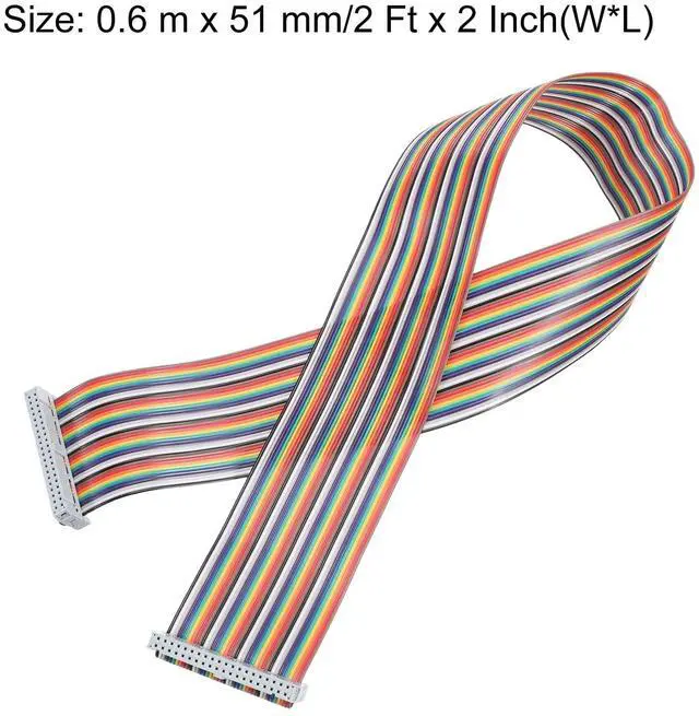Alt view image 2 of 5 - IDC Rainbow Wire Flat Ribbon Cable 2.54mm Pitch 40 Pin Connection Line FC Dual Female Gray Connector for DIY Experiment 2 Ft Length 1 Pcs