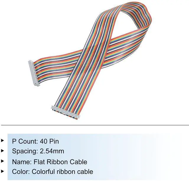 Alt view image 3 of 5 - IDC Rainbow Wire Flat Ribbon Cable 2.54mm Pitch 40 Pin Connection Line FC Dual Female Gray Connector for DIY Experiment 2 Ft Length 1 Pcs