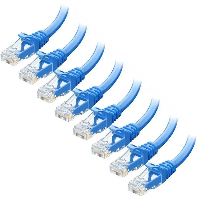 Main image of 1Gbps 8-Pack Snagless Cat 5e Ethernet Cable, 1ft, Blue