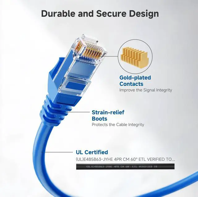 Alt view image 3 of 7 - 1Gbps 8-Pack Snagless Cat 5e Ethernet Cable, 1ft, Blue