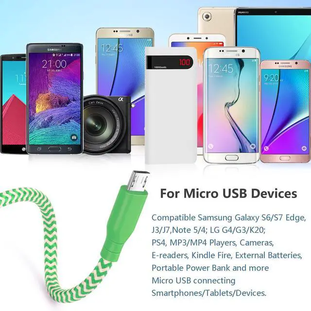 Alt view image 4 of 7 - 10-Pack Short Micro USB Cable 1ft USB-A to Micro USB Fast Charge Cord