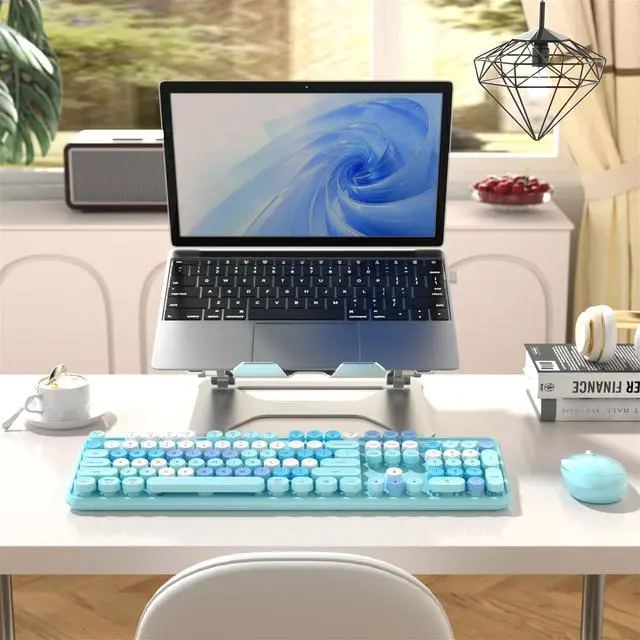 Alt view image 3 of 6 - Colorful Wireless Computer Keyboard and Mouse Combo (Blue-Colorful)