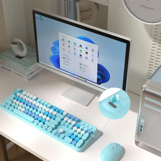 Alt view image 2 of 6 - Colorful Wireless Computer Keyboard and Mouse Combo (Blue-Colorful)