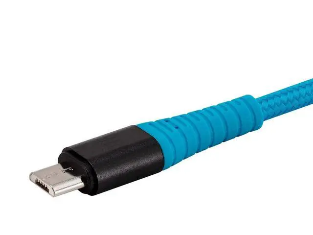 Alt view image 3 of 6 - USB 2.0 Micro B to Type-A Charge & Sync Cable - Kevlar/Nylon-Braid, 6 Feet, Blue - AtlasFlex Series
