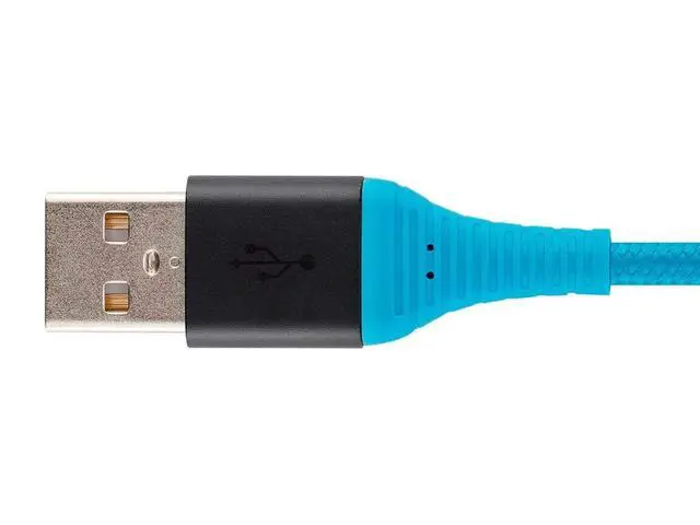 Alt view image 6 of 6 - USB 2.0 Micro B to Type-A Charge & Sync Cable - Kevlar/Nylon-Braid, 6 Feet, Blue - AtlasFlex Series