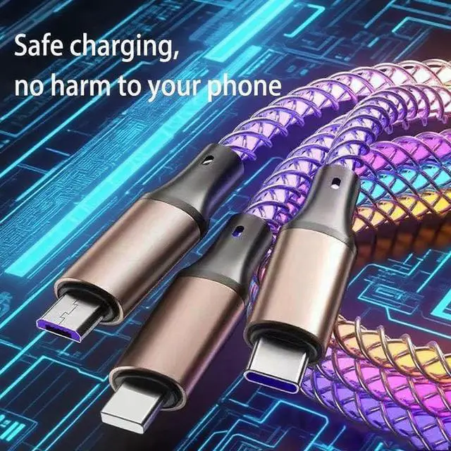 Alt view image 4 of 7 - Dynamic RGB USB Extension Hub (3-in-1) - High-Speed Data Transmission and Charging Port for laptops, Supports Fast Charging, and Features Colorful Lighting Effects