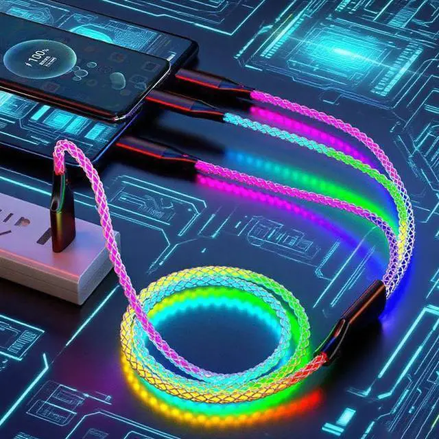 Alt view image 5 of 7 - Dynamic RGB USB Extension Hub (3-in-1) - High-Speed Data Transmission and Charging Port for laptops, Supports Fast Charging, and Features Colorful Lighting Effects