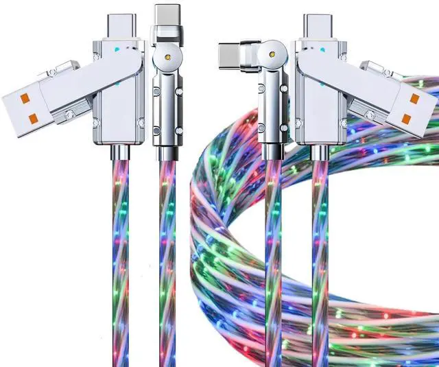 Main image of Light Up USB-C Cables 2 Pack 5ft LED USB C to USB C Cable RGB Starry Sky
