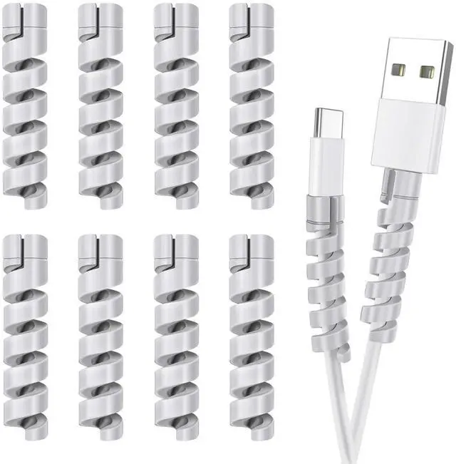 Main image of Cable Protector for Phone Pad Notebook Silicone Cord Protector 12 PCS Charger Protectors - Cable Cord Saver for Headphone Laptop Cellphone Cable Accessories (Grey)