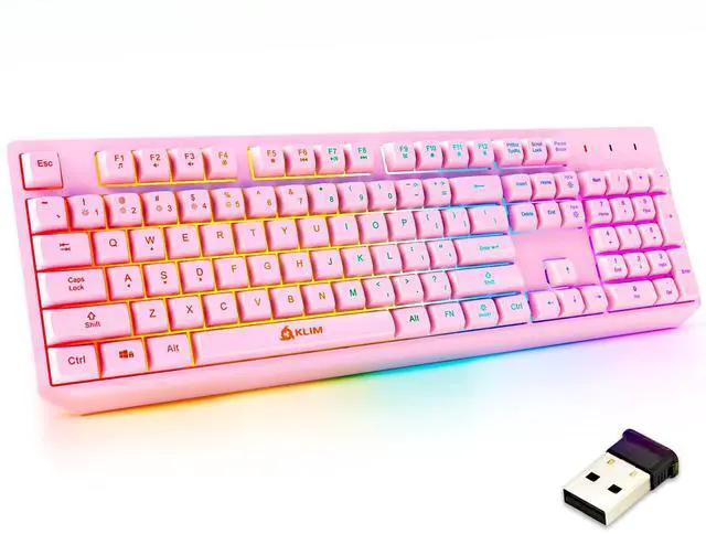 Main image of Chroma Pink Wireless Keyboard RGB Backlit, Rechargeable Battery, Wireless Keyboard with Water-Resistant Durable Design, Compatible with PC, Mac, PS4, PS5