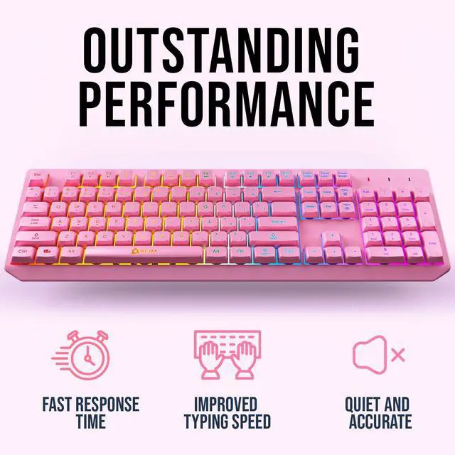 Alt view image 4 of 7 - Chroma Pink Wireless Keyboard RGB Backlit, Rechargeable Battery, Wireless Keyboard with Water-Resistant Durable Design, Compatible with PC, Mac, PS4, PS5