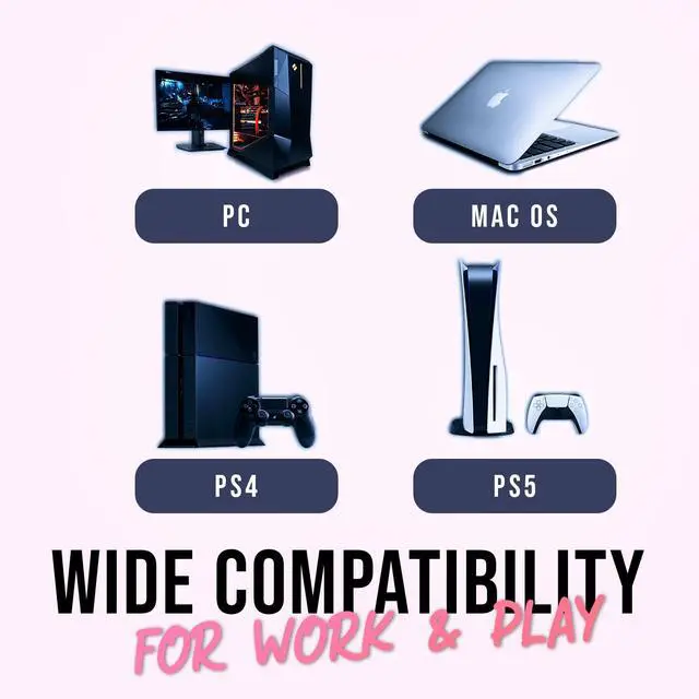 Alt view image 5 of 7 - Chroma Pink Wireless Keyboard RGB Backlit, Rechargeable Battery, Wireless Keyboard with Water-Resistant Durable Design, Compatible with PC, Mac, PS4, PS5