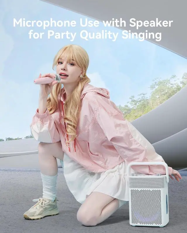 Alt view image 7 of 7 - Singing Microphone with Earphone, Ideal for Vocal Recording, Podcasting, Live Streaming, Gaming, Compatible with Smule & Starmaker & Stingray, USB-C Dongle & Lightning Adapter, Pink