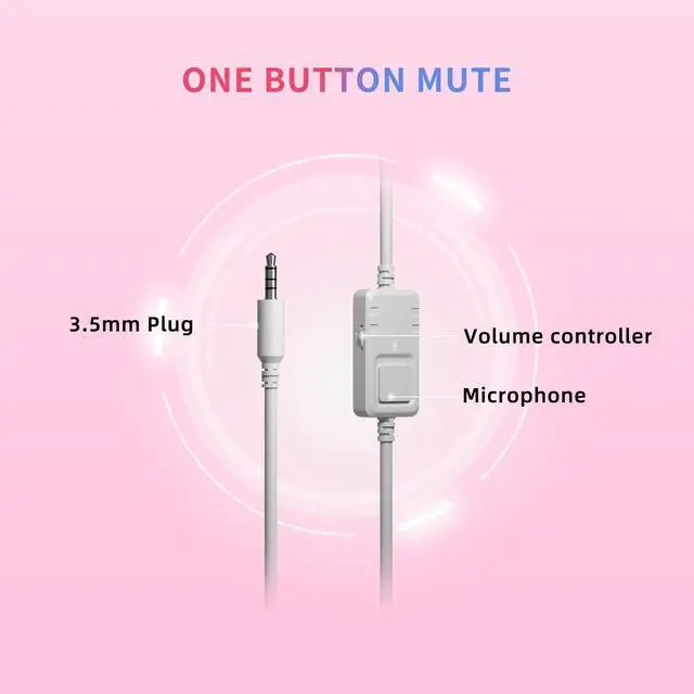 Alt view image 6 of 7 - G951s Pink Stereo Gaming Headset with Mic for PS4,Xbox,PC,Mobile Phone,3.5mm Noise Reduction Cat Ear Headphones Lightweight Over Ear Headphones for Woman