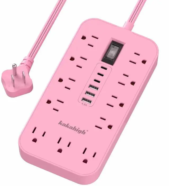 Main image of Pink Extension Cord with Multiple Outlets- 5 FT