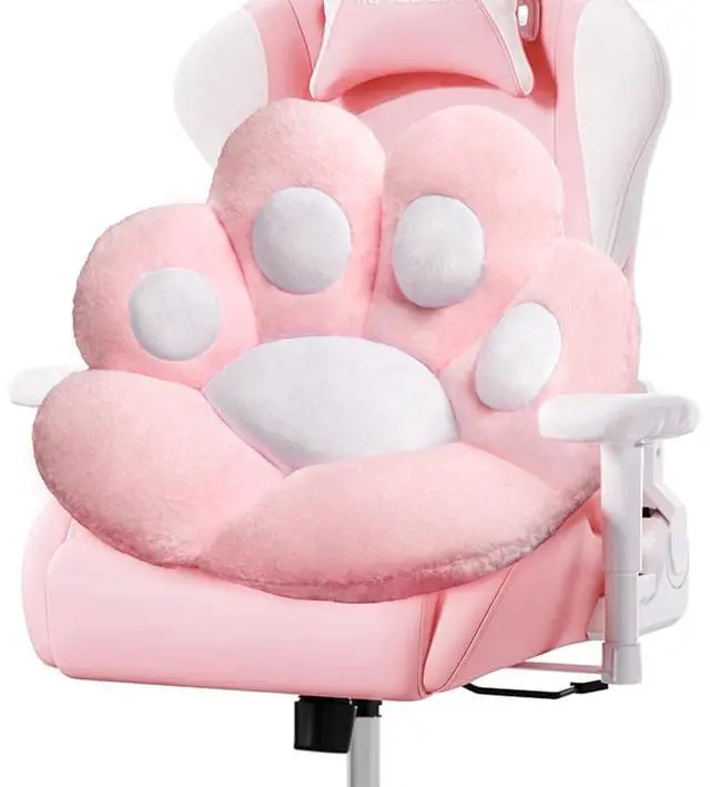 Main image of Cat Paw Cushion Kawaii Office Desk Chair Cushion Comfy Plush Cat Paw Shape Gaming Chair Cushion Bear Cute Seat Cushion for Girl, Kawaii Room Bedroom Decorate 28"x 24" (Pink)