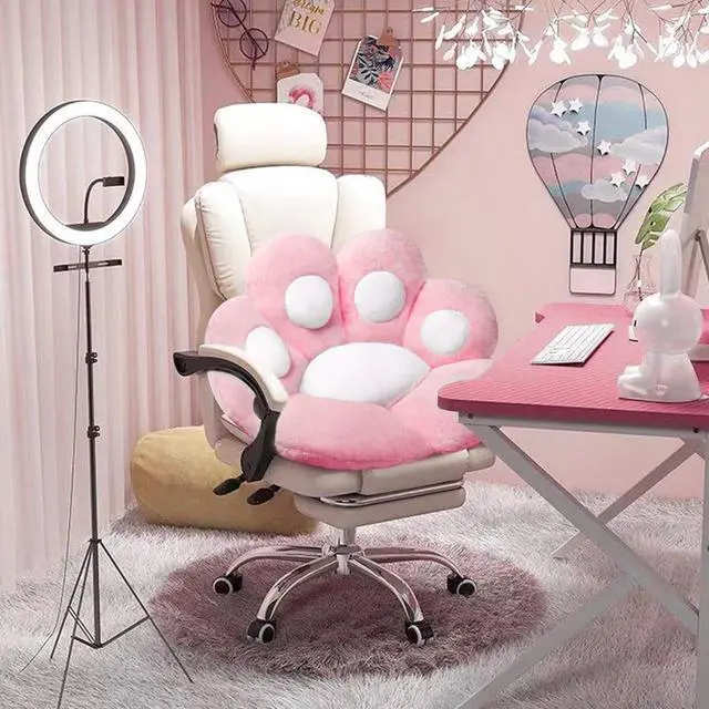 Alt view image 2 of 7 - Cat Paw Cushion Kawaii Office Desk Chair Cushion Comfy Plush Cat Paw Shape Gaming Chair Cushion Bear Cute Seat Cushion for Girl, Kawaii Room Bedroom Decorate 28"x 24" (Pink)