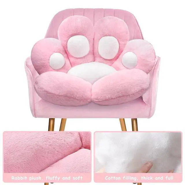 Alt view image 3 of 7 - Cat Paw Cushion Kawaii Office Desk Chair Cushion Comfy Plush Cat Paw Shape Gaming Chair Cushion Bear Cute Seat Cushion for Girl, Kawaii Room Bedroom Decorate 28"x 24" (Pink)