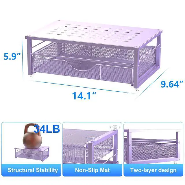 Alt view image 5 of 7 - Computer Monitor Stand Riser with Drawer