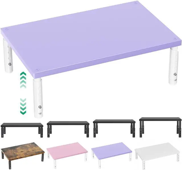 Main image of Desk Organizers and Accessories, Adjustable Computer Monitor Stand Riser, Laptop Stand, Office Desk Accessories & Workspace Organizers for Women, Purple Wood