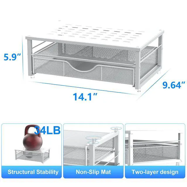 Alt view image 5 of 7 - Computer Monitor Stand Riser with Drawer