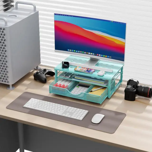 Alt view image 2 of 7 - Computer Monitor Stand Riser with Drawer