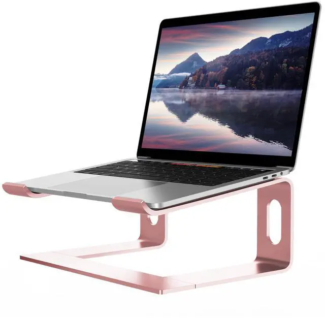 Main image of Laptop Stand for Desk, Aluminum Computer Riser, Ergonomic Notebook Holder, Detachable Metal Laptops Elevator, PC Cooling Mount Support 10 to 15.6 Inches Notebook, Pink