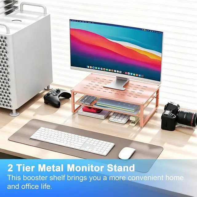 Alt view image 2 of 7 - 2-Tier Metal Monitor Stand Riser