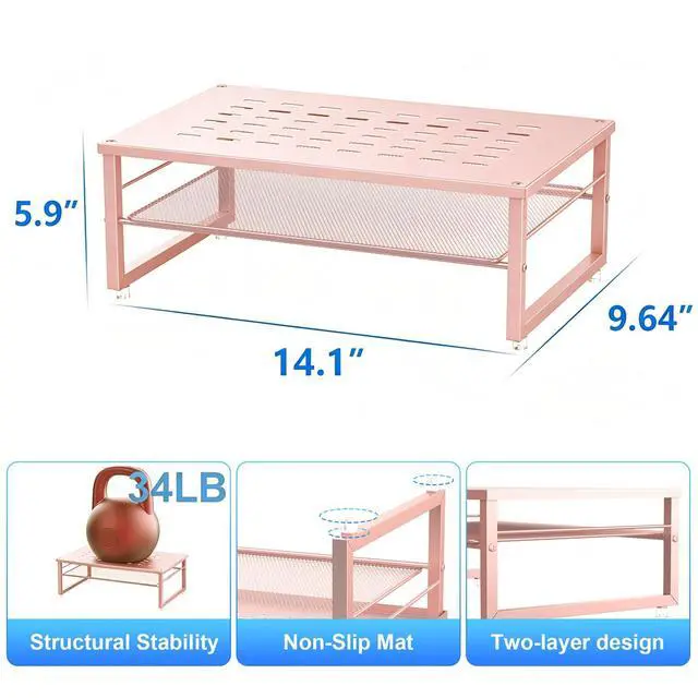 Alt view image 5 of 7 - 2-Tier Metal Monitor Stand Riser