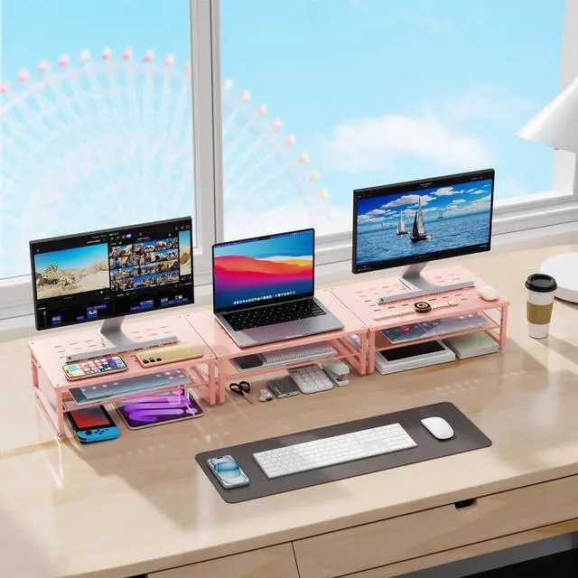 Alt view image 6 of 7 - 2-Tier Metal Monitor Stand Riser