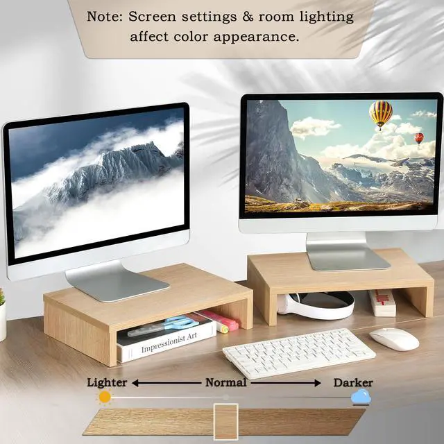 Alt view image 6 of 7 - Wood Monitor Stand Riser-2 Packs, Maple