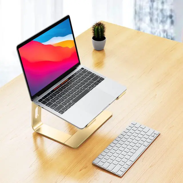 Alt view image 2 of 7 - LS03 Aluminum Laptop Stand, Ergonomic Detachable Computer Stand, Notebook Riser, Laptop Mount Compatible with Air, Pro, Dell, HP, Lenovo More 10-15.6" Laptops, Gold